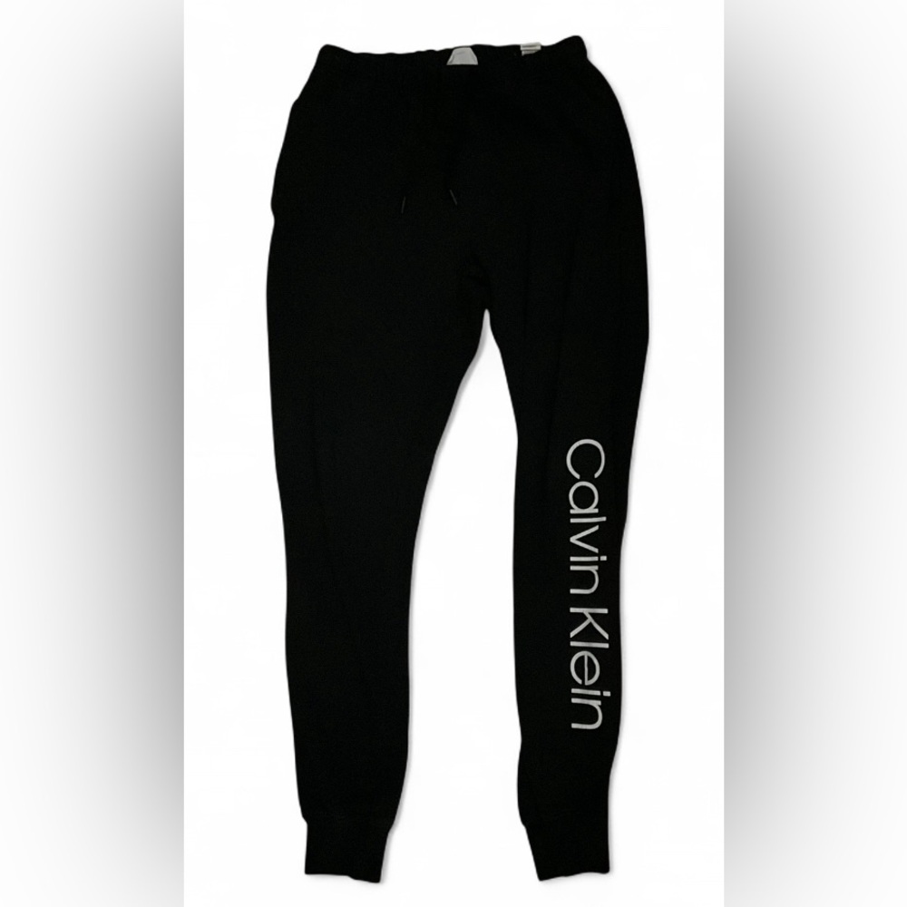 Calvin Klein Black & White Terry Joggers | Minimalist Athleisure Sweatpants |